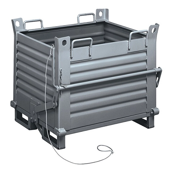 Vendita online Container in lamiera fondo apribile a rulli mm.1000x800x800H - Grigio scuro RAL7000